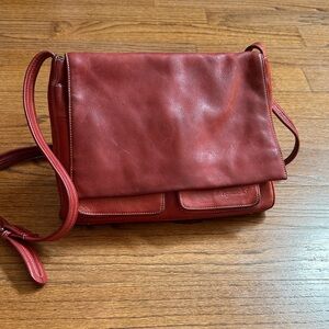 Tignanello Brick Red Leather Flap crossbody Bag